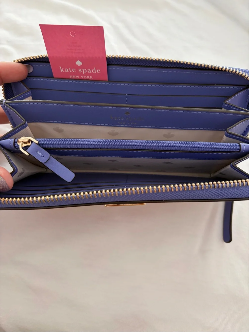 kate spade “Make a Splash” Periwinkle and White Neda wallet